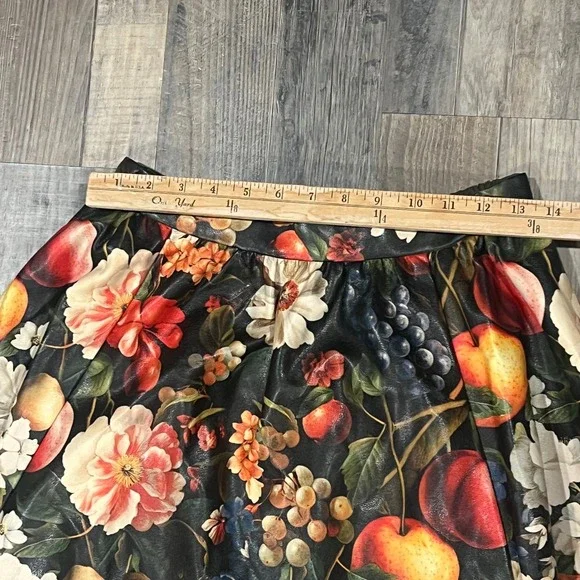 Anthropologie The Jacie Faux Leather Midi Skirt by Maeve Floral Fruit Midi Skirt - Picture 5 of 7